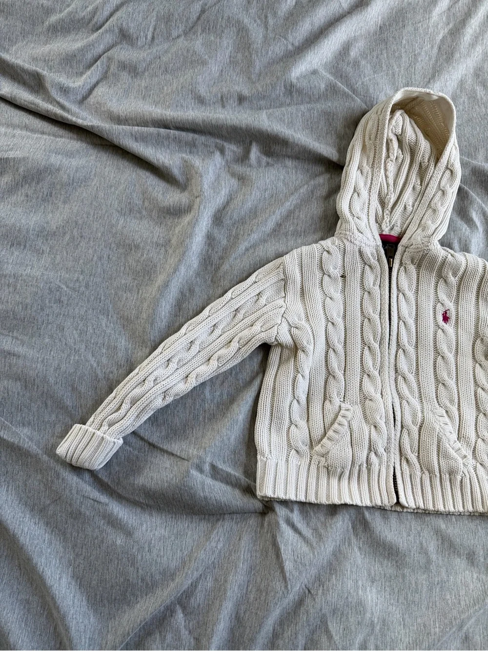 Ralph Lauren Cable Knit Cotton Jacket Cardian Girls 24 Months Cream Sweater